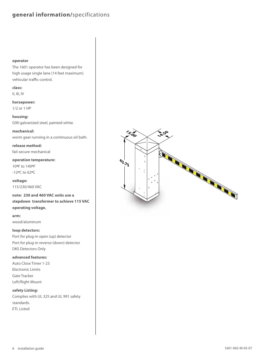 General information/ specifications | Controlled Products Systems Group 1601-080 User Manual | Page 5 / 36