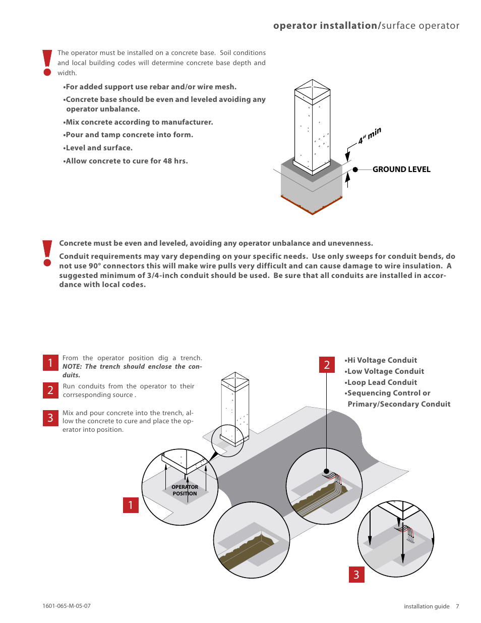 Operator installation/ surface operator | Controlled Products Systems Group 1601-080 User Manual | Page 6 / 36