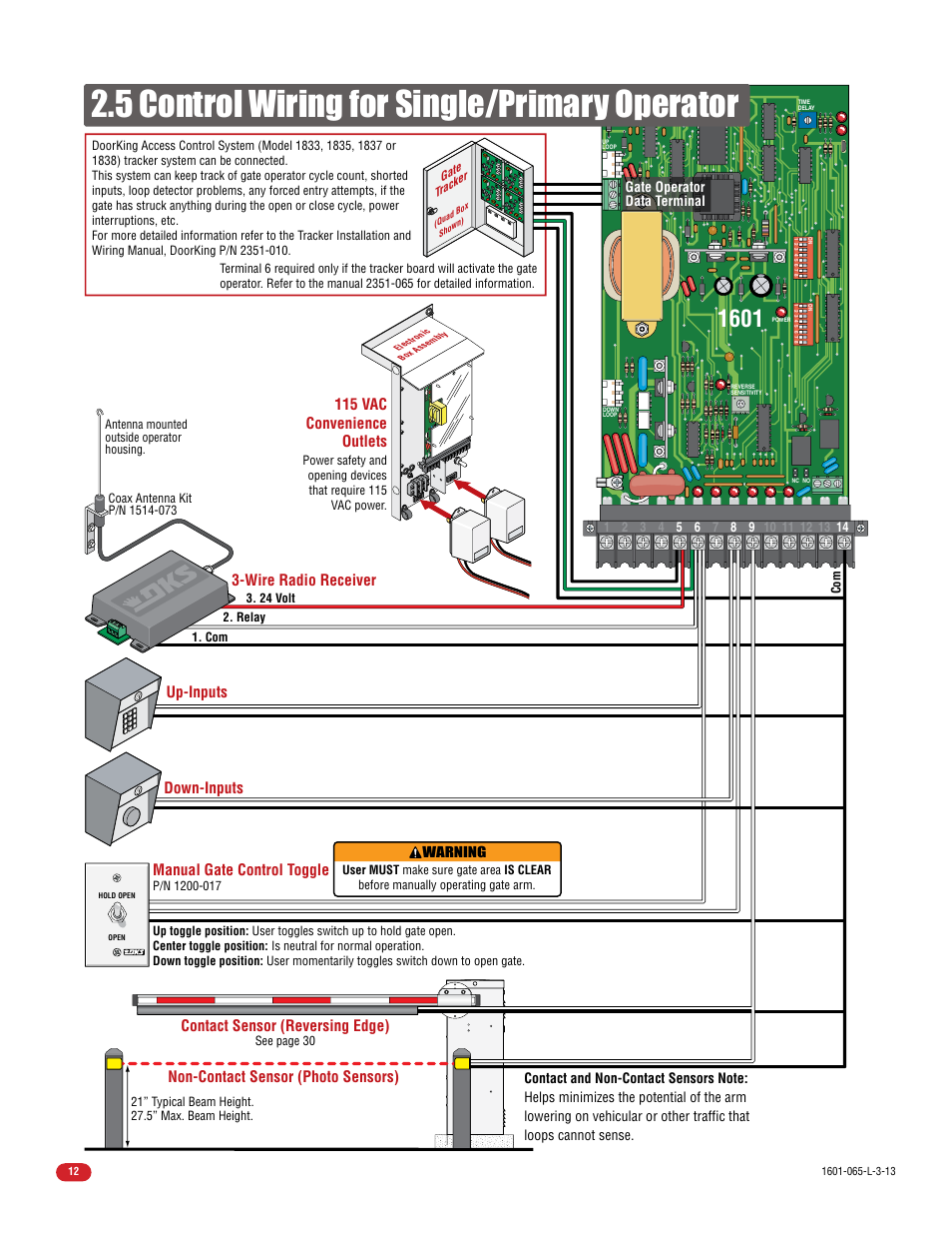 5 control wiring for single/primary operator | Controlled Products Systems Group 1602-090 User Manual | Page 14 / 42