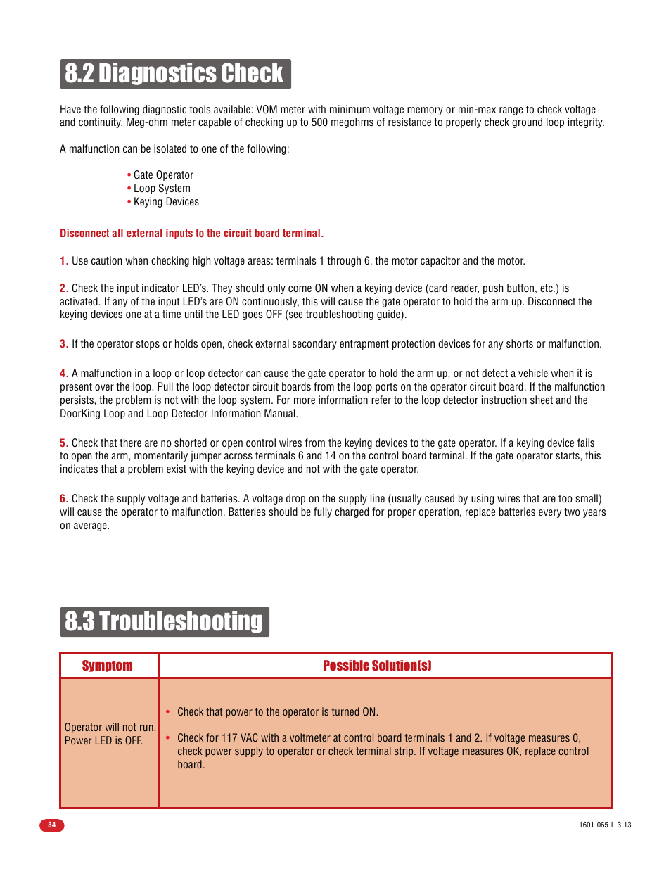3 troubleshooting 8.2 diagnostics check | Controlled Products Systems Group 1602-090 User Manual | Page 36 / 42