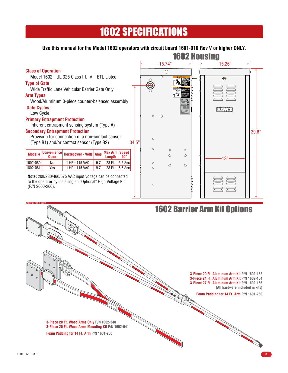 1602 specifications | Controlled Products Systems Group 1602-090 User Manual | Page 5 / 42
