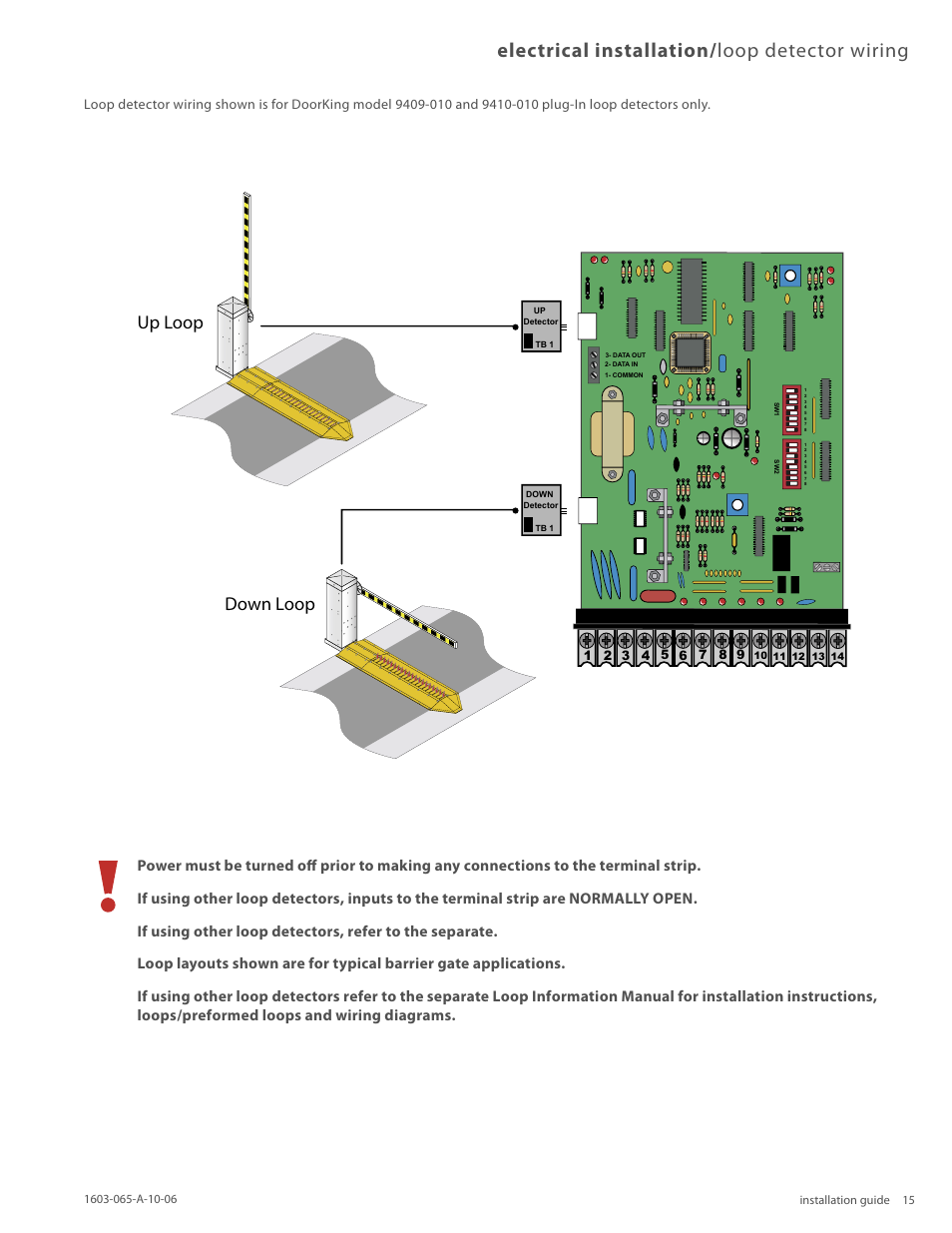 Electrical installation/ loop detector wiring, 5p $own | Controlled Products Systems Group 1603-080 User Manual | Page 15 / 38