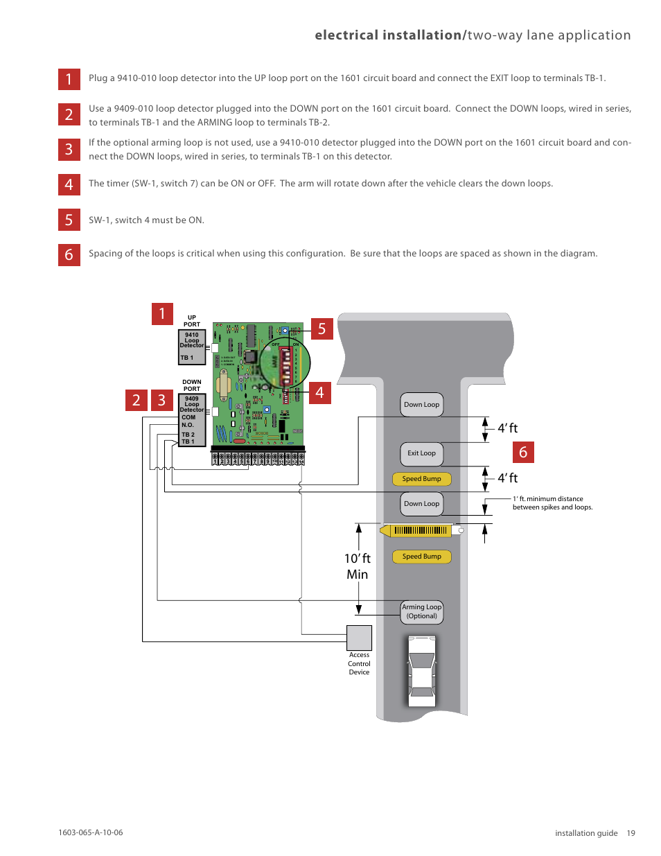 Electrical installation/ two-way lane application | Controlled Products Systems Group 1603-080 User Manual | Page 19 / 38