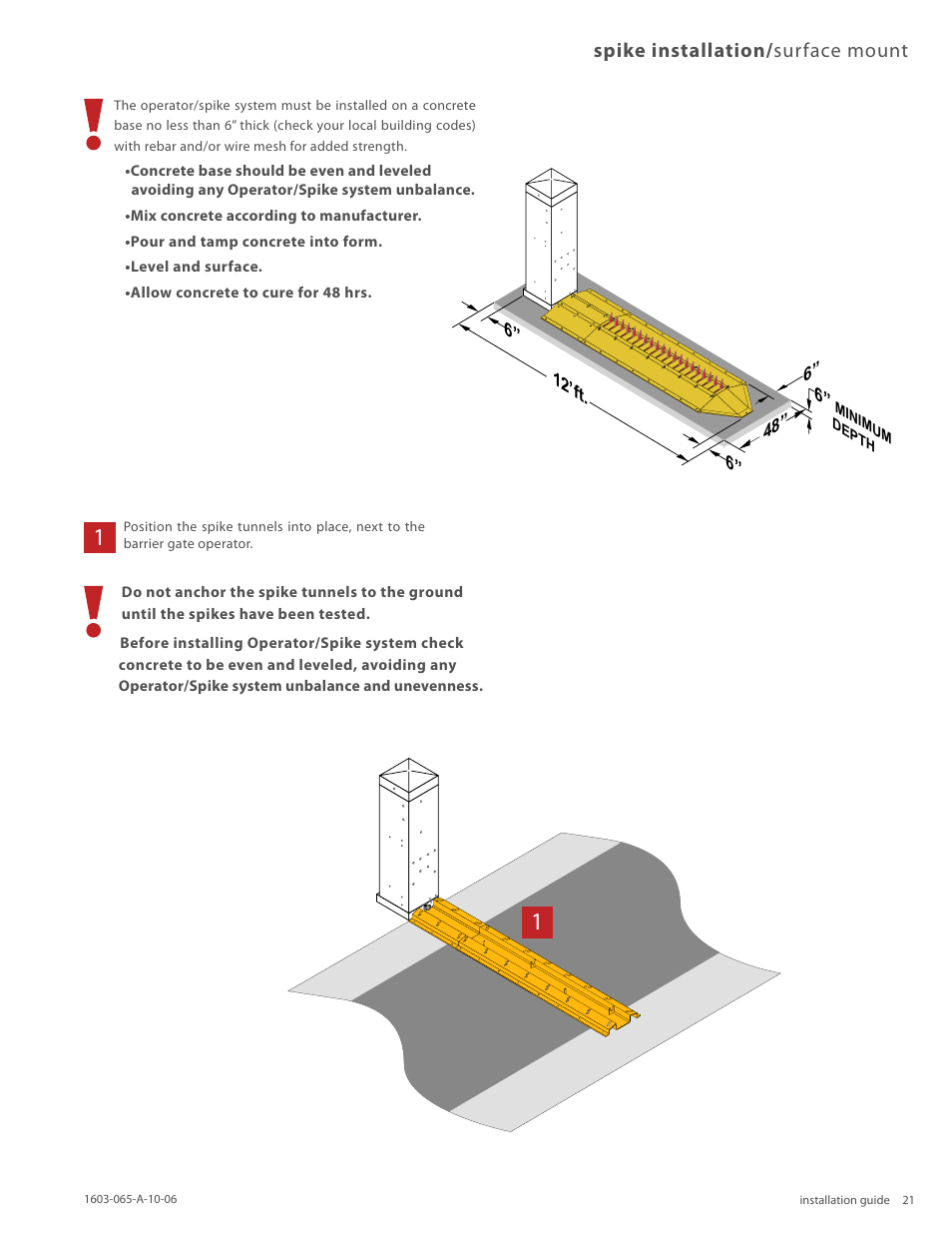 Spike installation/ surface mount | Controlled Products Systems Group 1603-080 User Manual | Page 21 / 38