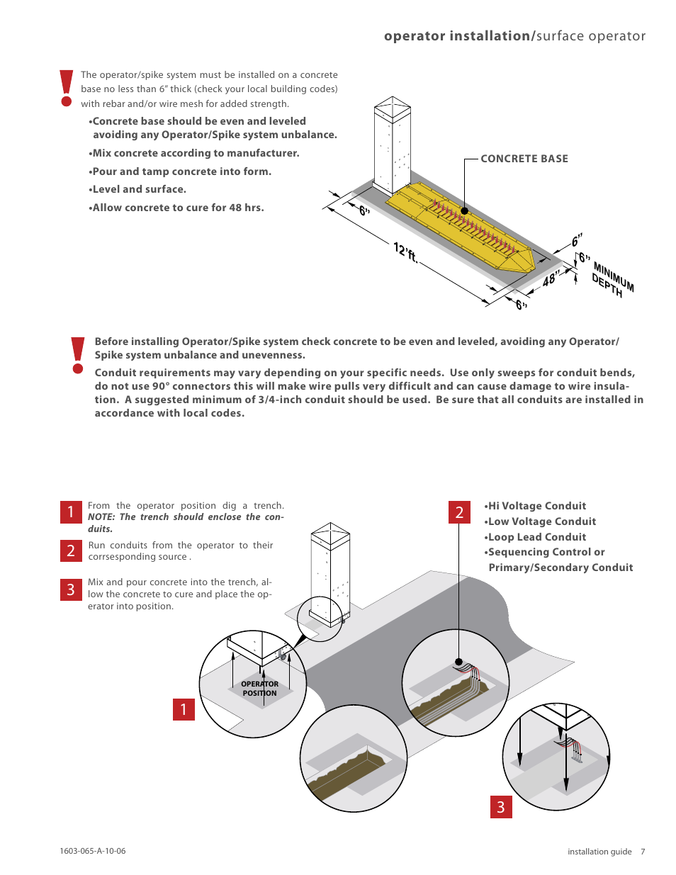 Operator installation/ surface operator | Controlled Products Systems Group 1603-080 User Manual | Page 7 / 38