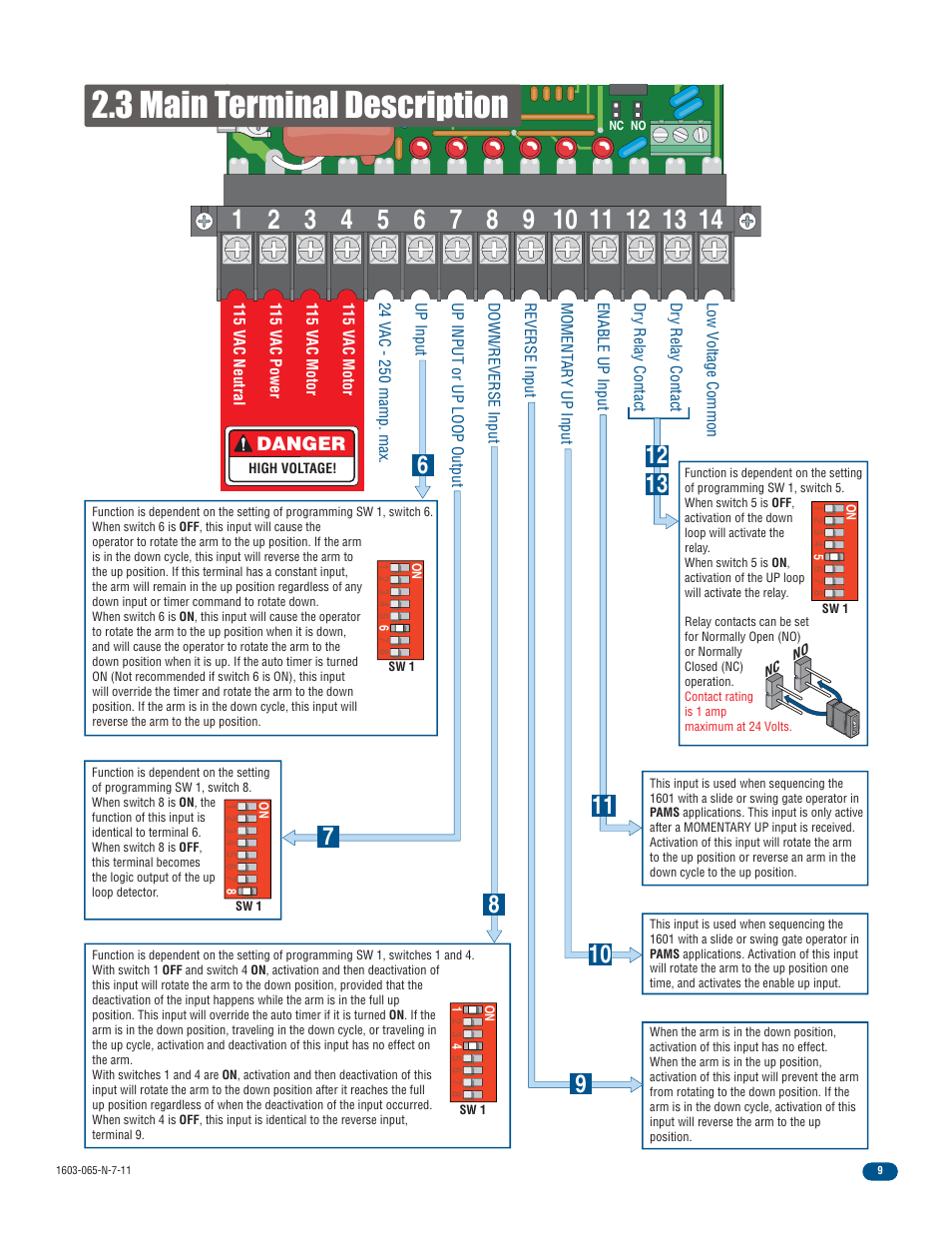 3 main terminal description | Controlled Products Systems Group 1603-080 User Manual | Page 11 / 42