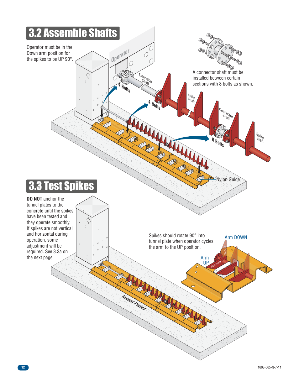 2 assemble shafts 3.3 test spikes, Operator | Controlled Products Systems Group 1603-080 User Manual | Page 14 / 42