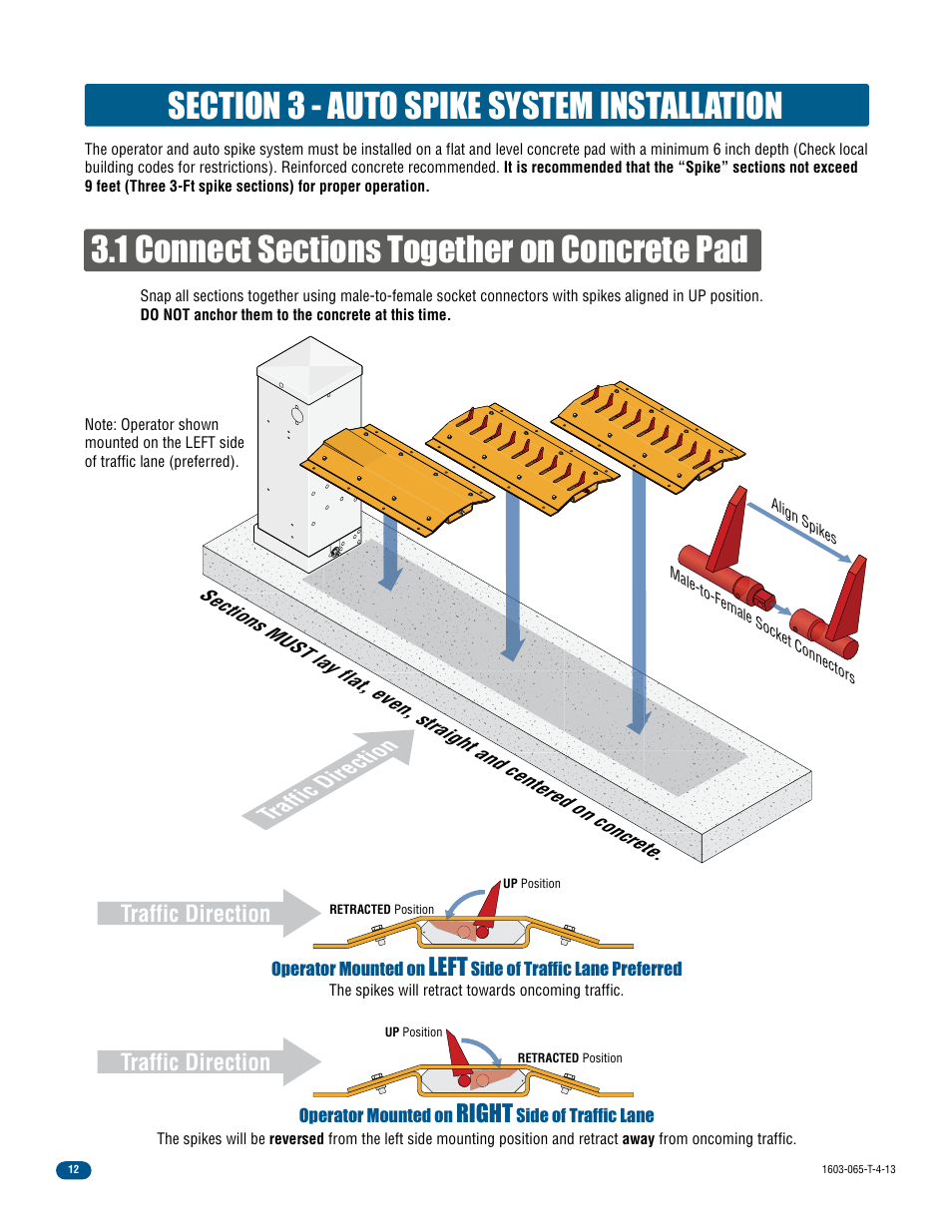 Traffic direction, Left, Right | Controlled Products Systems Group 1603-080 User Manual | Page 14 / 40