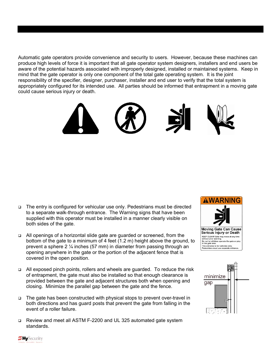 Important information – review before installation, Install an automatic gate operator only when, Read first | Controlled Products Systems Group 222X383 User Manual | Page 11 / 84