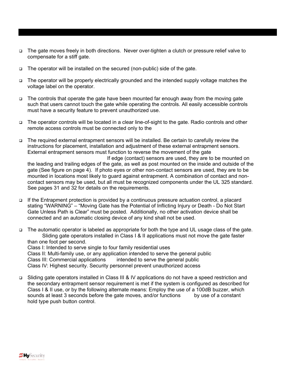 Site, gate, equipment and regulatory requirements | Controlled Products Systems Group 222X383 User Manual | Page 13 / 84
