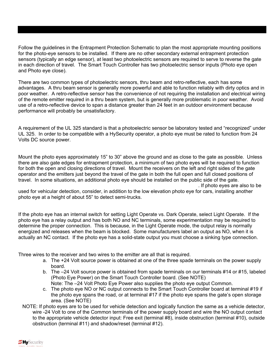 Installing photoelectric (non-contact) sensors | Controlled Products Systems Group 222X383 User Manual | Page 42 / 84