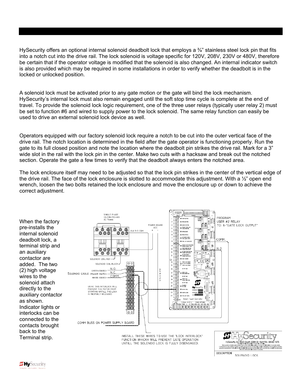 Solenoid lock instructions – internal type | Controlled Products Systems Group 222X383 User Manual | Page 55 / 84