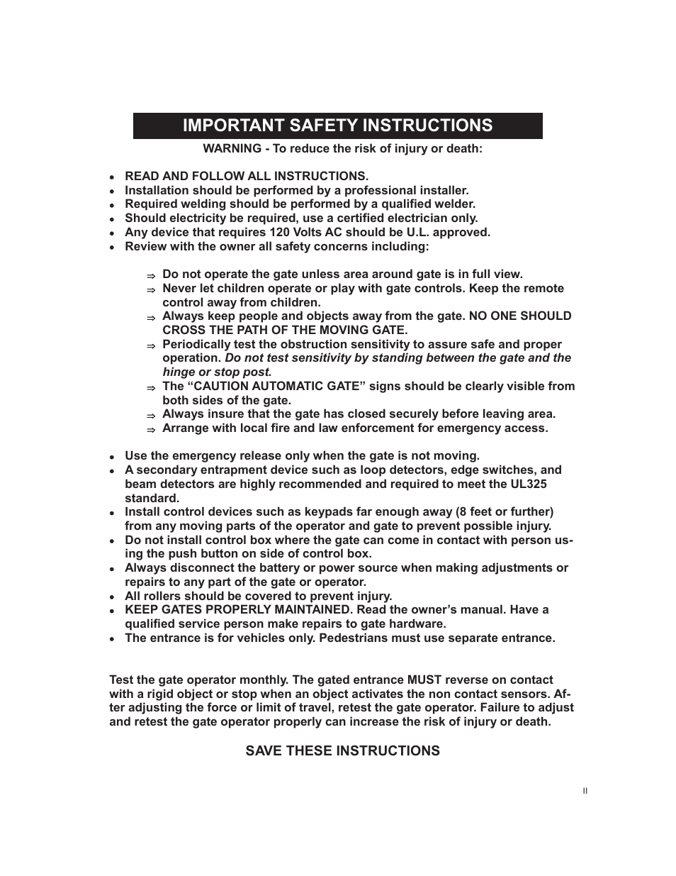 Important safety instructions, Save these instructions | Controlled Products Systems Group 3500ETL-1K User Manual | Page 3 / 36