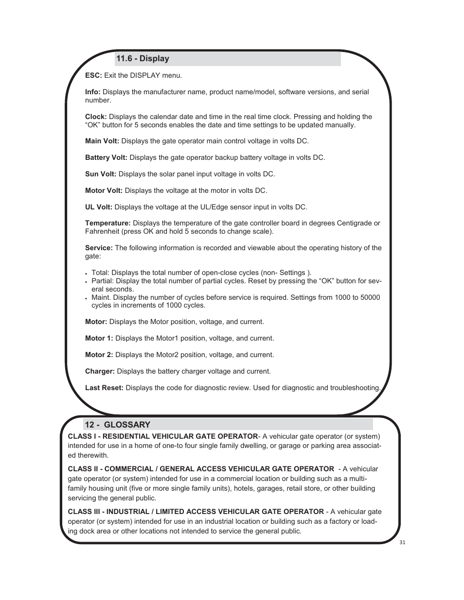 6 - display, 12 - glossary | Controlled Products Systems Group 3500ETL-1K User Manual | Page 31 / 36