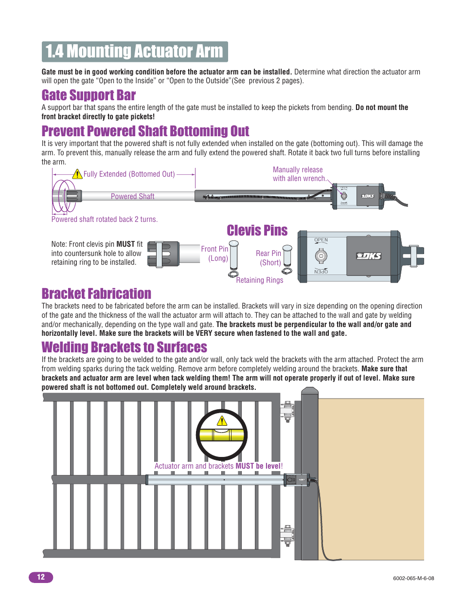 4 mounting actuator arm | Controlled Products Systems Group 6002-080 User Manual | Page 14 / 32