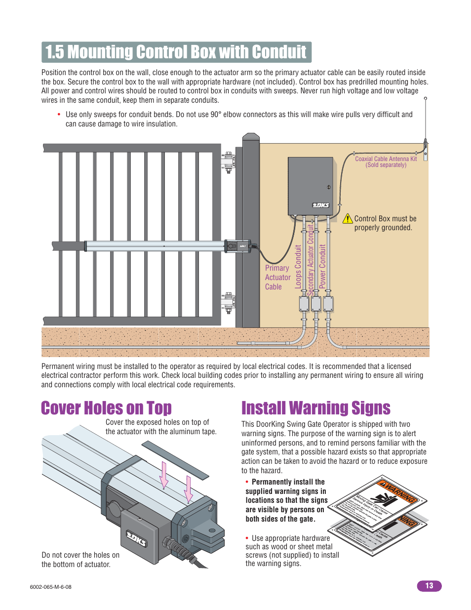 Cover holes on top | Controlled Products Systems Group 6002-080 User Manual | Page 15 / 32