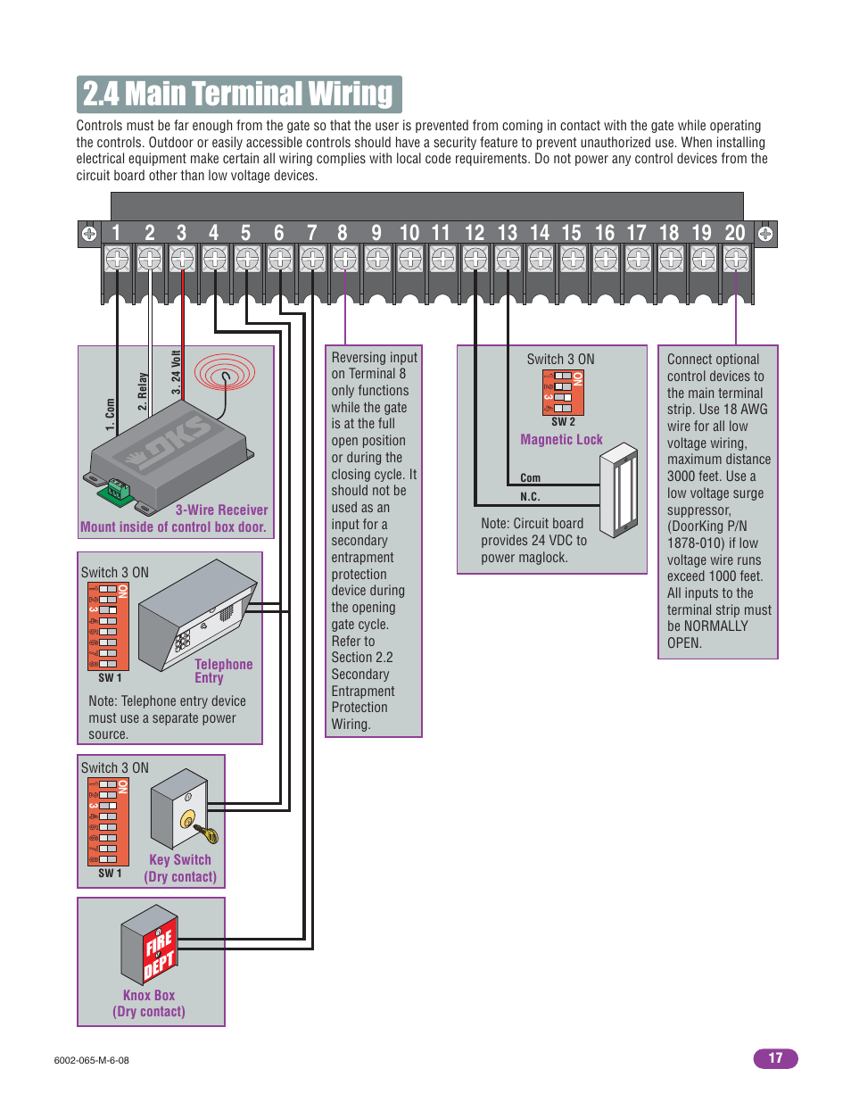 4 main terminal wiring | Controlled Products Systems Group 6002-080 User Manual | Page 19 / 32