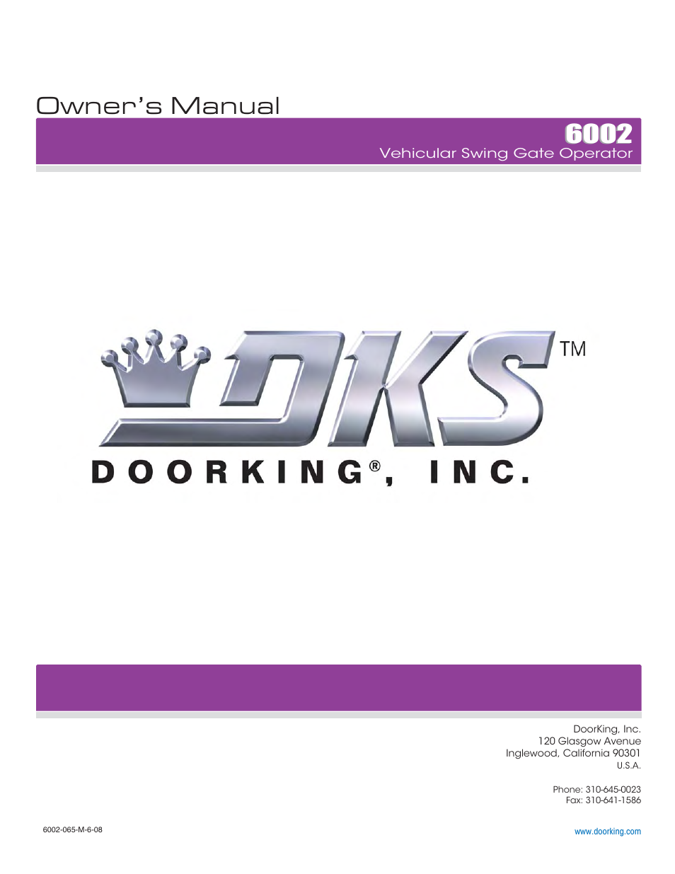 Owner’s manual | Controlled Products Systems Group 6002-080 User Manual | Page 32 / 32