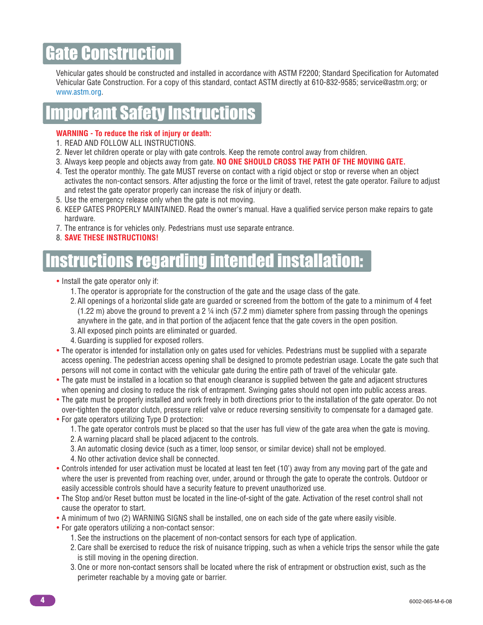Important safety instructions | Controlled Products Systems Group 6002-080 User Manual | Page 6 / 32