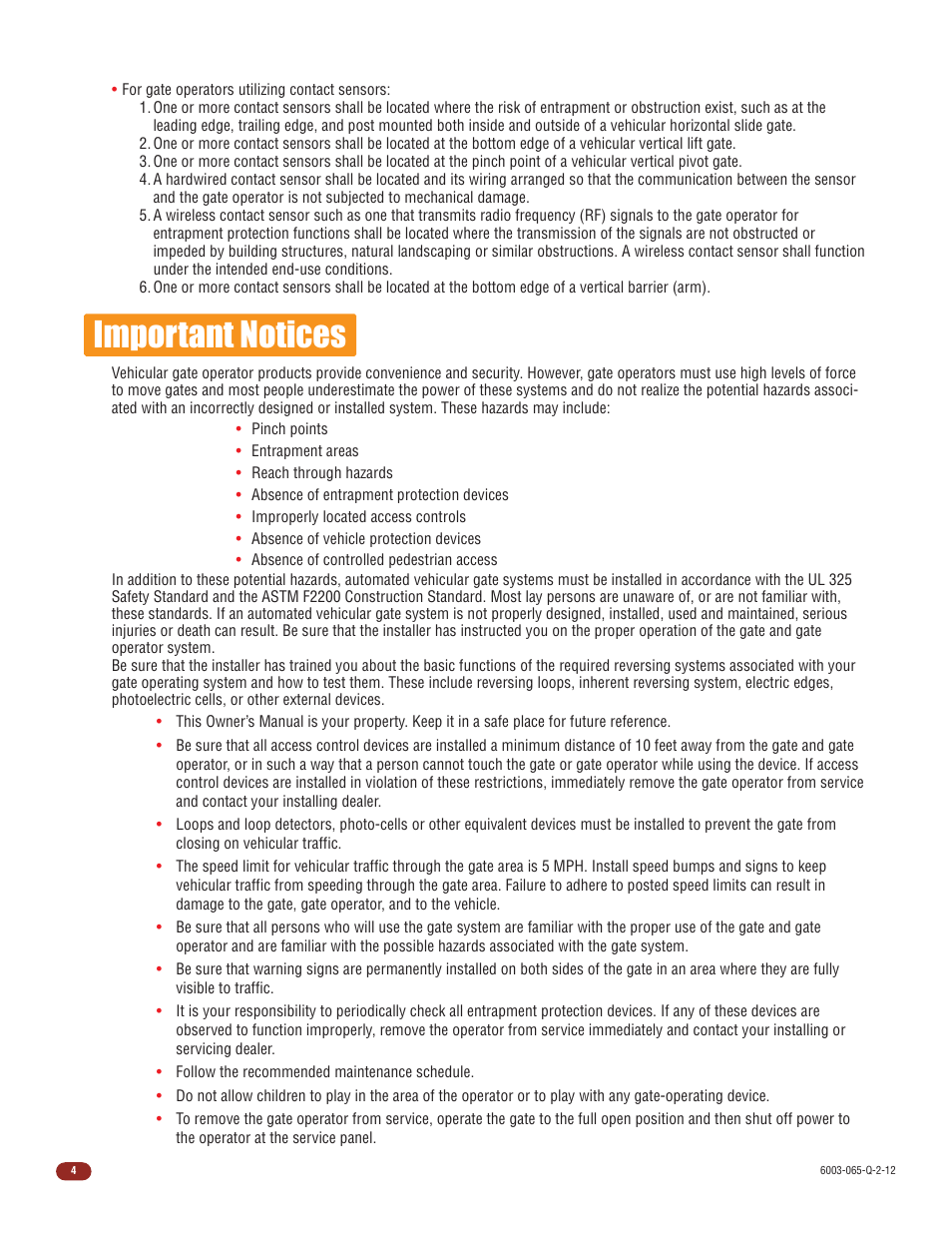 Important notices | Controlled Products Systems Group 6003-080 User Manual | Page 6 / 22