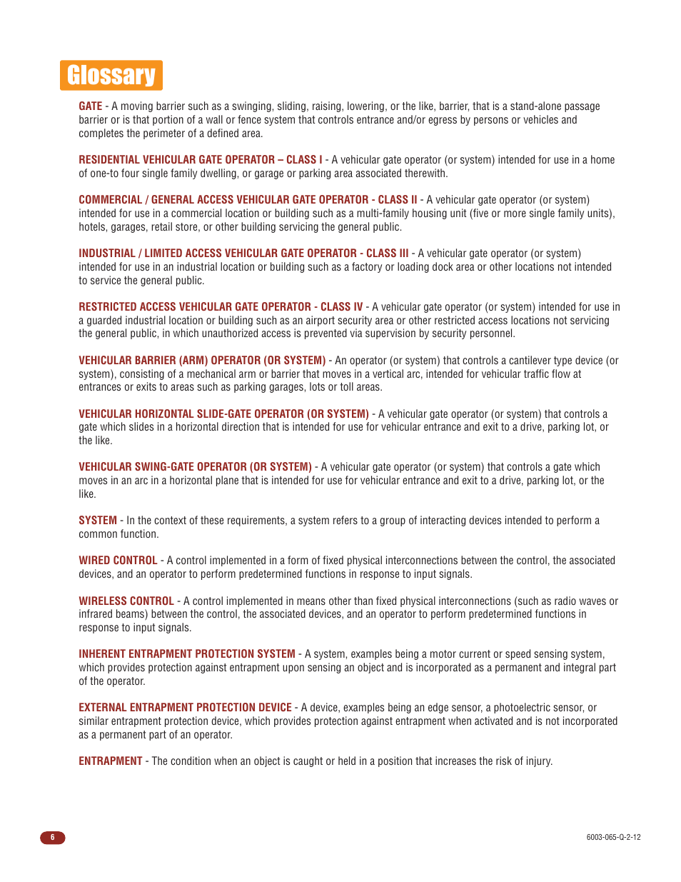 Glossary | Controlled Products Systems Group 6003-080 User Manual | Page 8 / 22