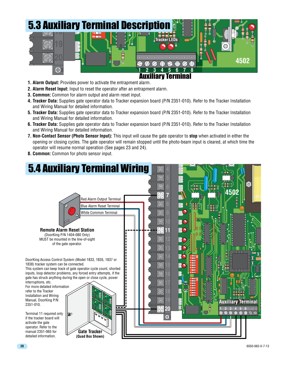 3 auxiliary terminal description, 4 auxiliary terminal wiring, Auxiliary terminal | Controlled Products Systems Group 6050-080 User Manual | Page 30 / 46
