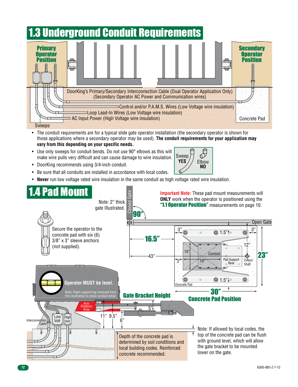 4 pad mount, 3 underground conduit requirements | Controlled Products Systems Group 6300-080 User Manual | Page 14 / 52