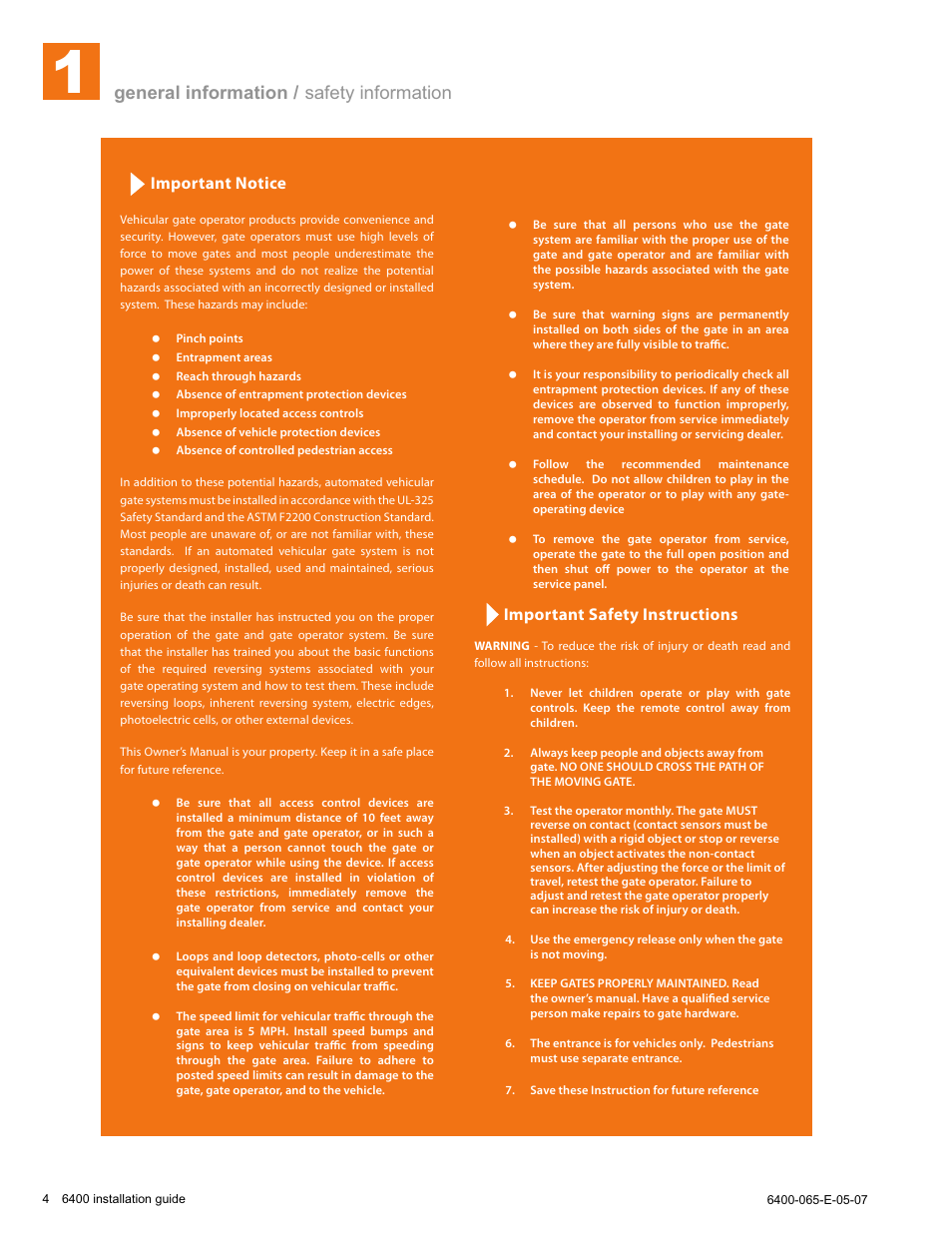 General information / safety information, Important notice, Important safety instructions | Controlled Products Systems Group 6400-080 User Manual | Page 4 / 28