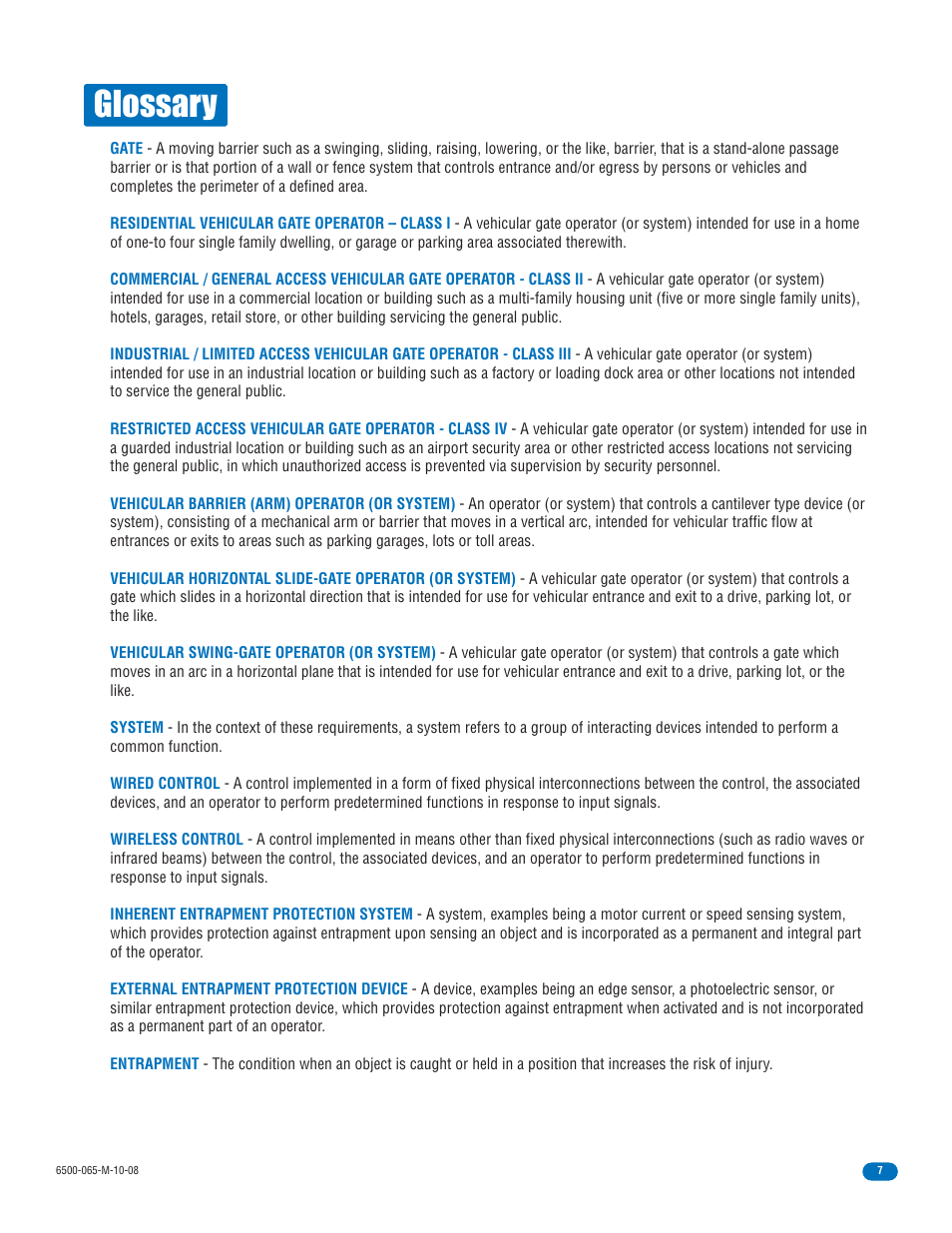 Glossary | Controlled Products Systems Group 6500-080 User Manual | Page 9 / 48