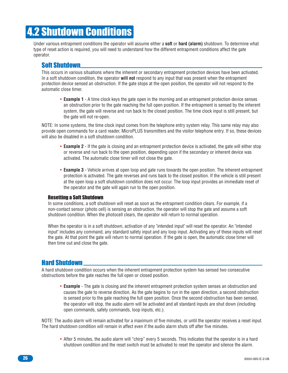 2 shutdown conditions, Soft shutdown, Hard shutdown | Controlled Products Systems Group 6500-083 User Manual | Page 27 / 46