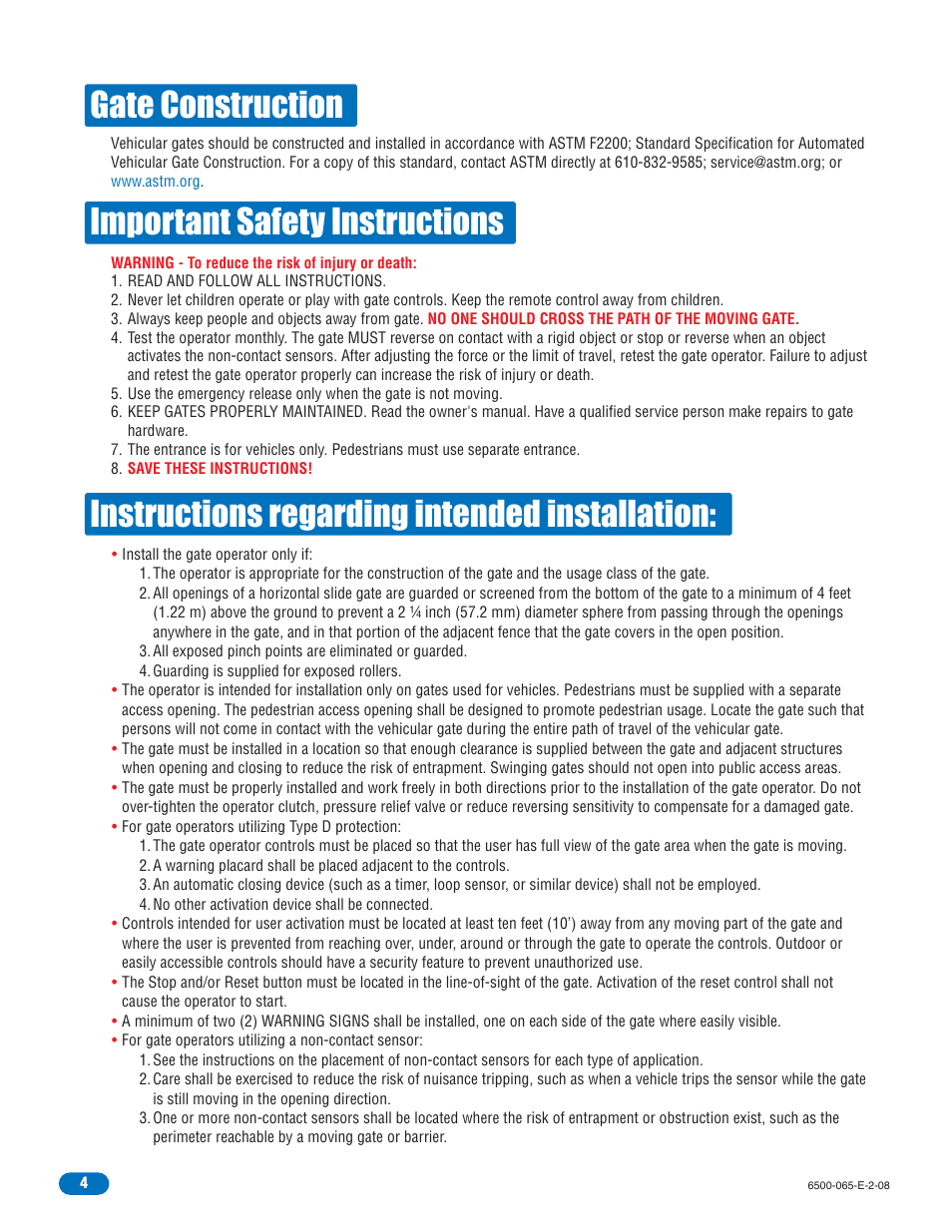 Important safety instructions | Controlled Products Systems Group 6500-083 User Manual | Page 5 / 46