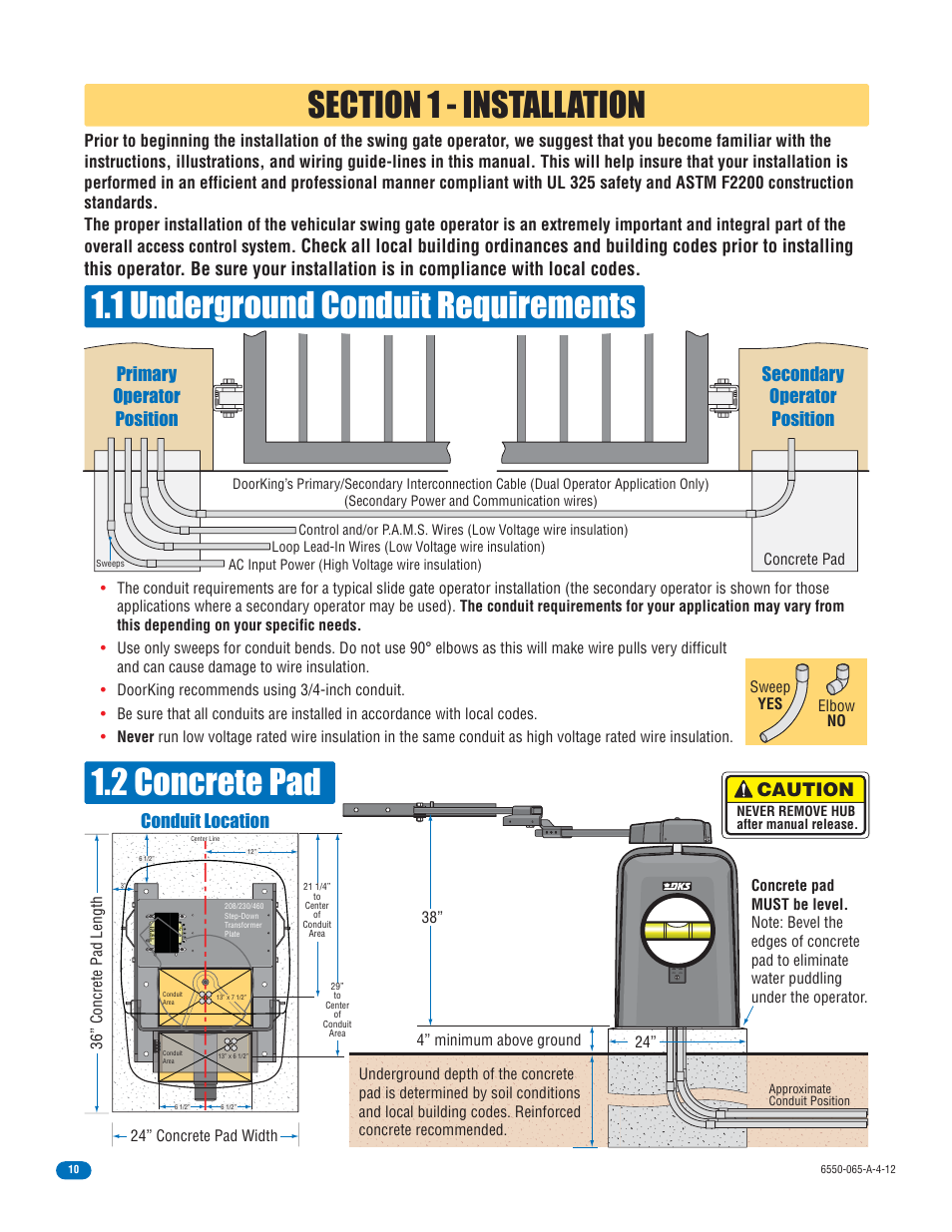 Conduit location, Caution | Controlled Products Systems Group 6550-080 User Manual | Page 12 / 42