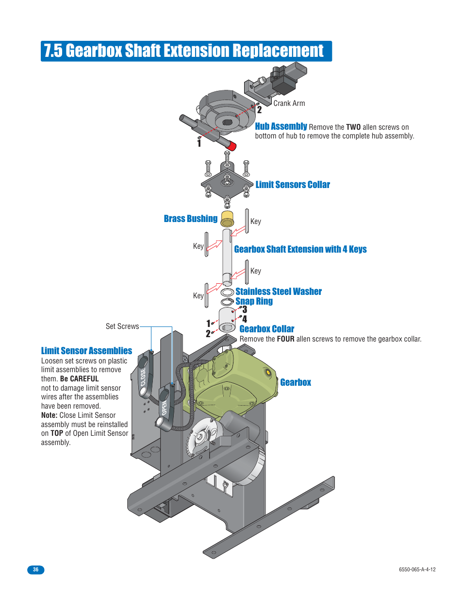 5 gearbox shaft extension replacement | Controlled Products Systems Group 6550-080 User Manual | Page 38 / 42