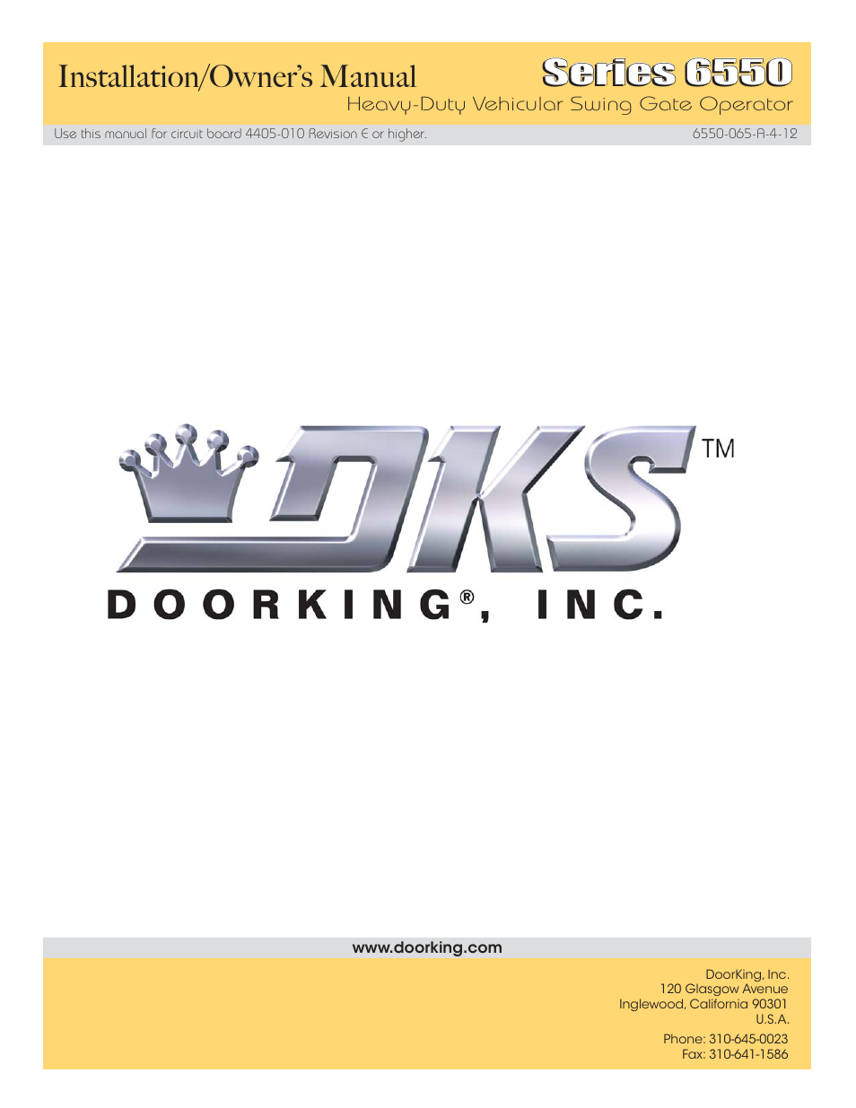 Series 6550, Installation/owner’s manual | Controlled Products Systems Group 6550-080 User Manual | Page 42 / 42
