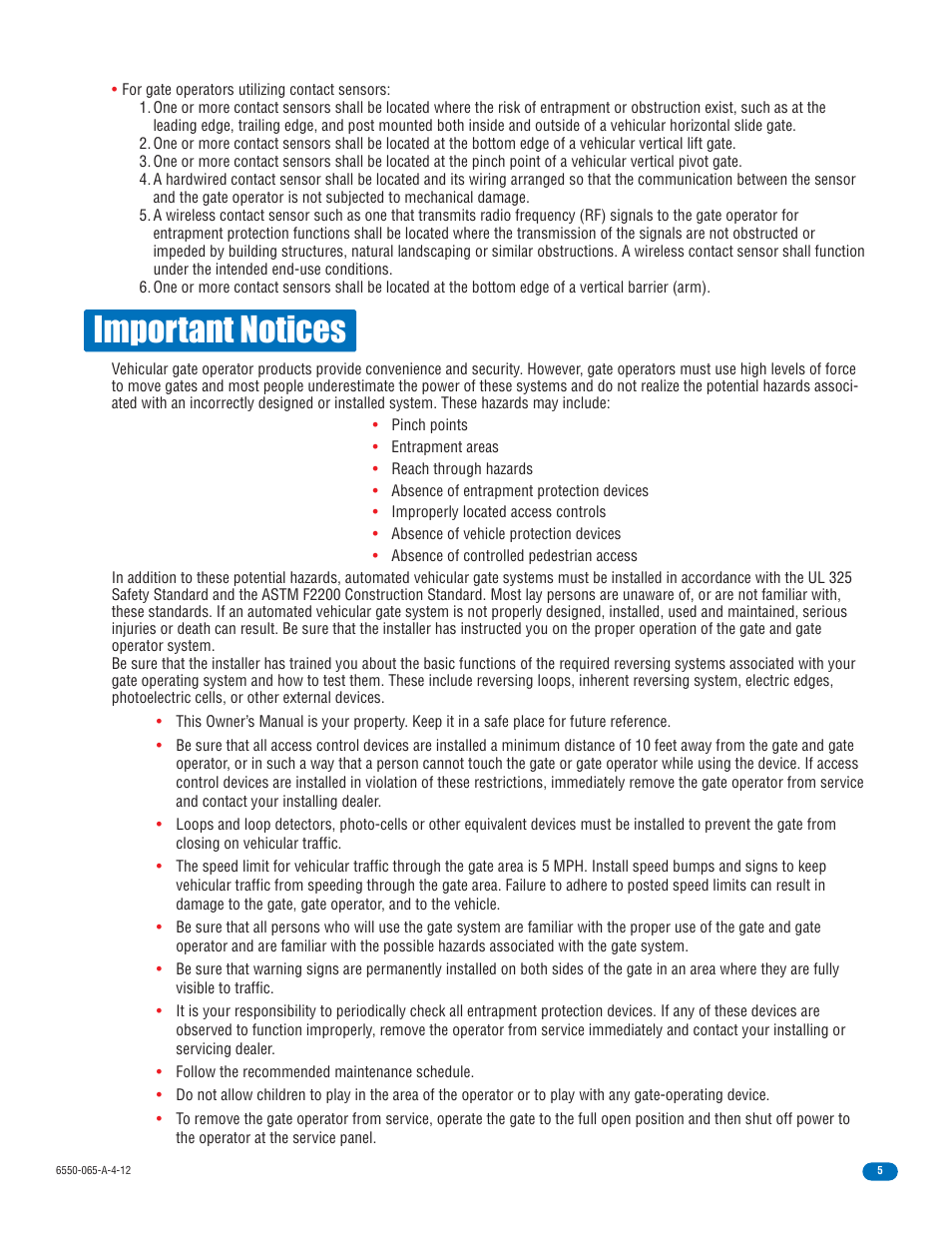 Important notices | Controlled Products Systems Group 6550-080 User Manual | Page 7 / 42
