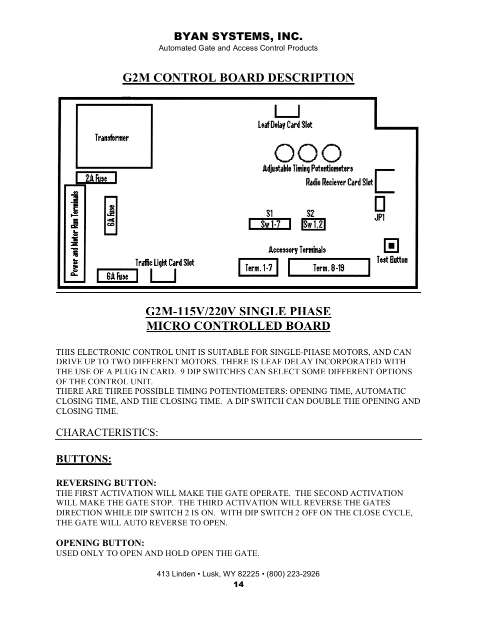 G2m control board description | Controlled Products Systems Group 800IOL User Manual | Page 15 / 30