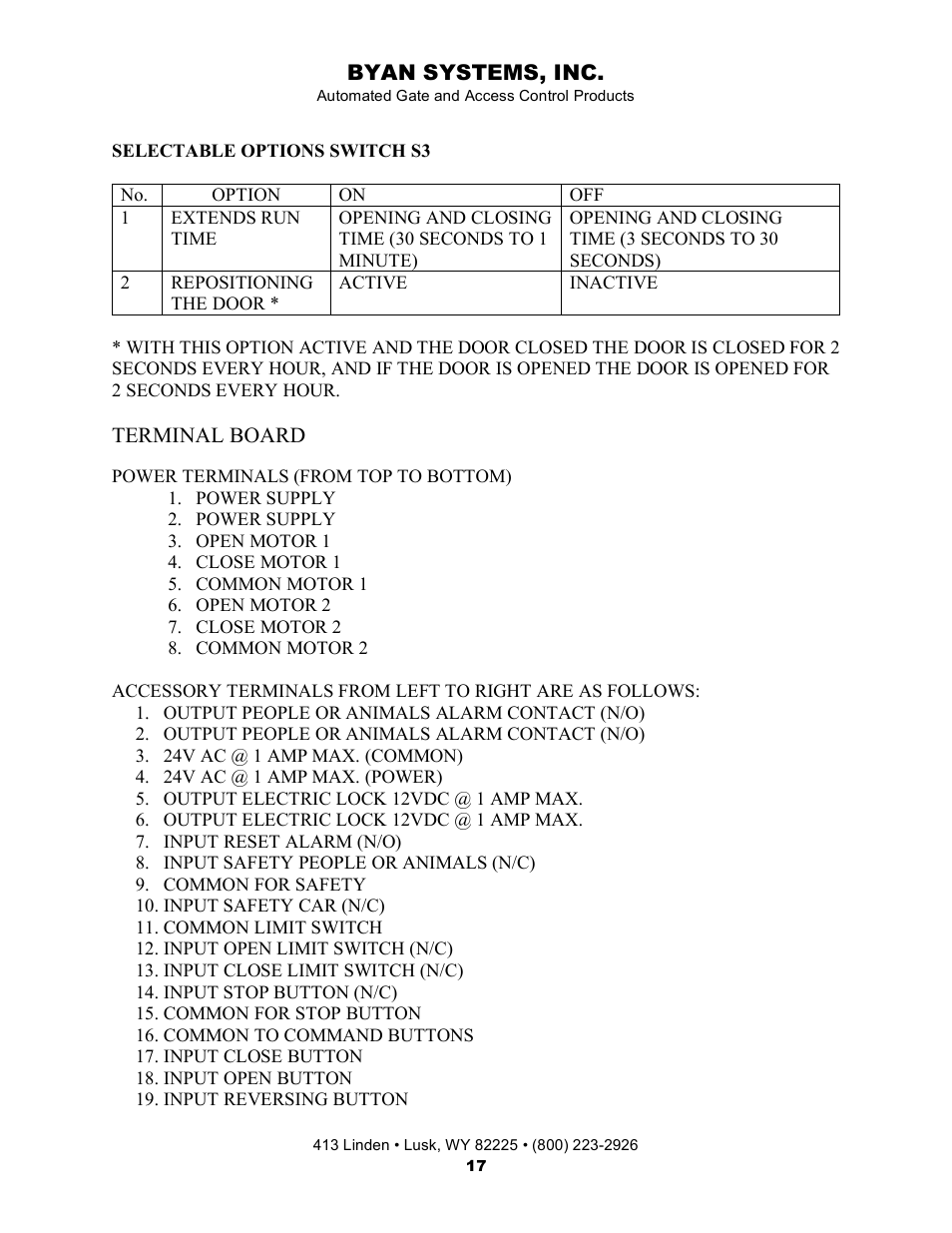 Byan systems, inc, Terminal board | Controlled Products Systems Group 800IOL User Manual | Page 18 / 30