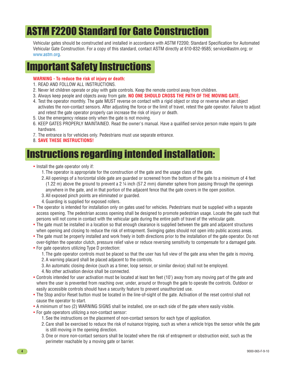 Important safety instructions | Controlled Products Systems Group 9000-080 User Manual | Page 6 / 44