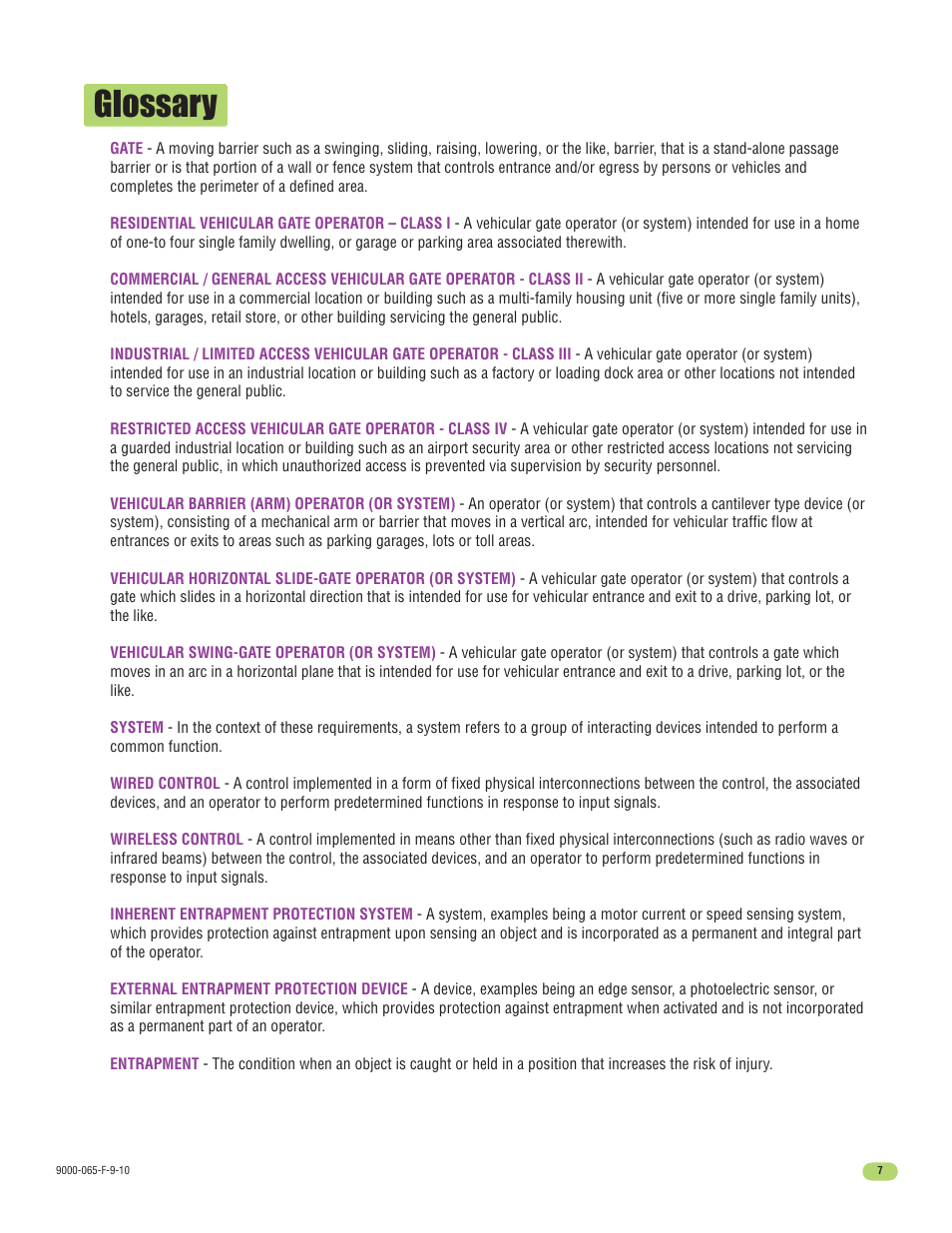 Glossary | Controlled Products Systems Group 9000-080 User Manual | Page 9 / 44