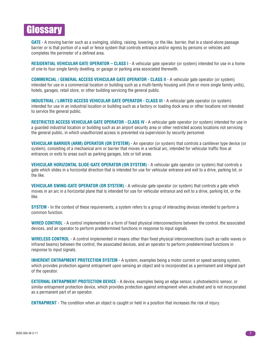 Glossary | Controlled Products Systems Group 9050-080 User Manual | Page 9 / 42