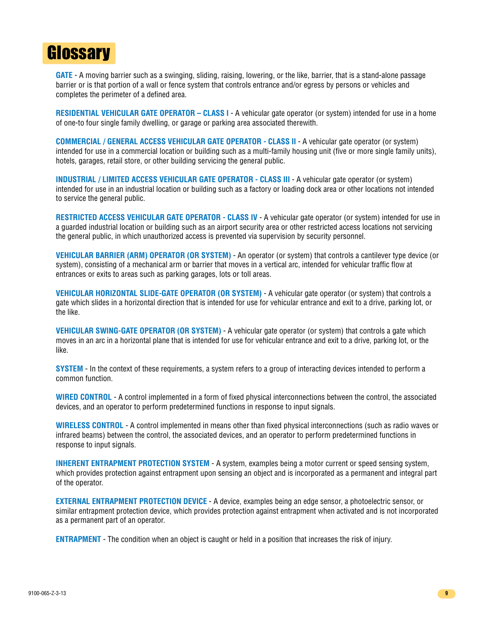 Glossary | Controlled Products Systems Group 9100-080 User Manual | Page 11 / 46