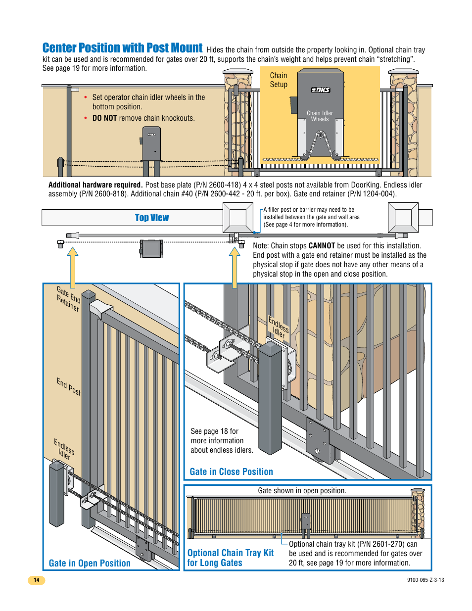 Center position with post mount | Controlled Products Systems Group 9100-080 User Manual | Page 16 / 46