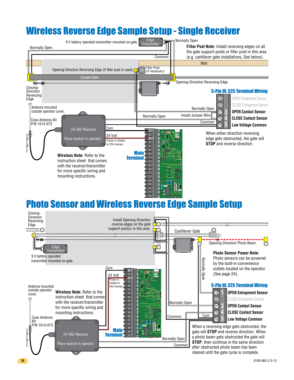 Pin ul 325 terminal wiring, Main terminal main terminal | Controlled Products Systems Group 9100-080 User Manual | Page 30 / 46