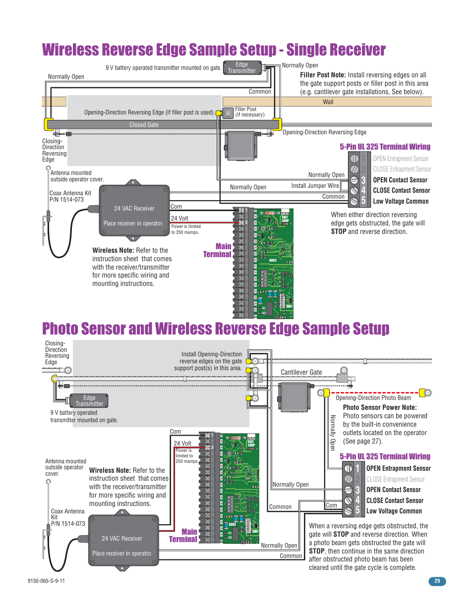 Pin ul 325 terminal wiring, Main terminal main terminal | Controlled Products Systems Group 9150-080 User Manual | Page 31 / 56