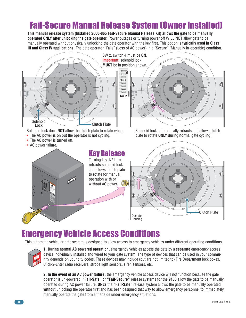 Key release | Controlled Products Systems Group 9150-080 User Manual | Page 40 / 56