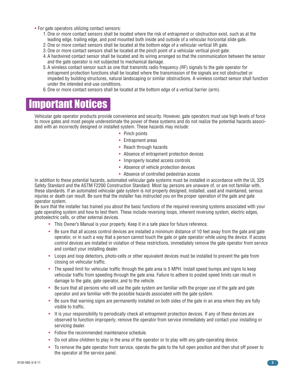 Important notices | Controlled Products Systems Group 9150-080 User Manual | Page 7 / 56