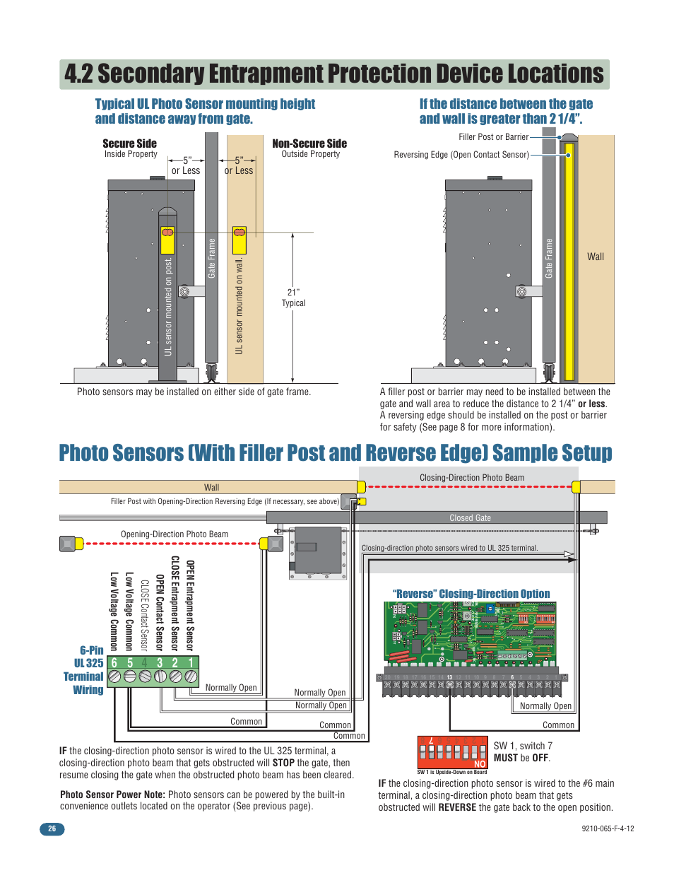 2 secondary entrapment protection device locations, Non-secure side, Secure side | Controlled Products Systems Group 9210-081 User Manual | Page 28 / 42