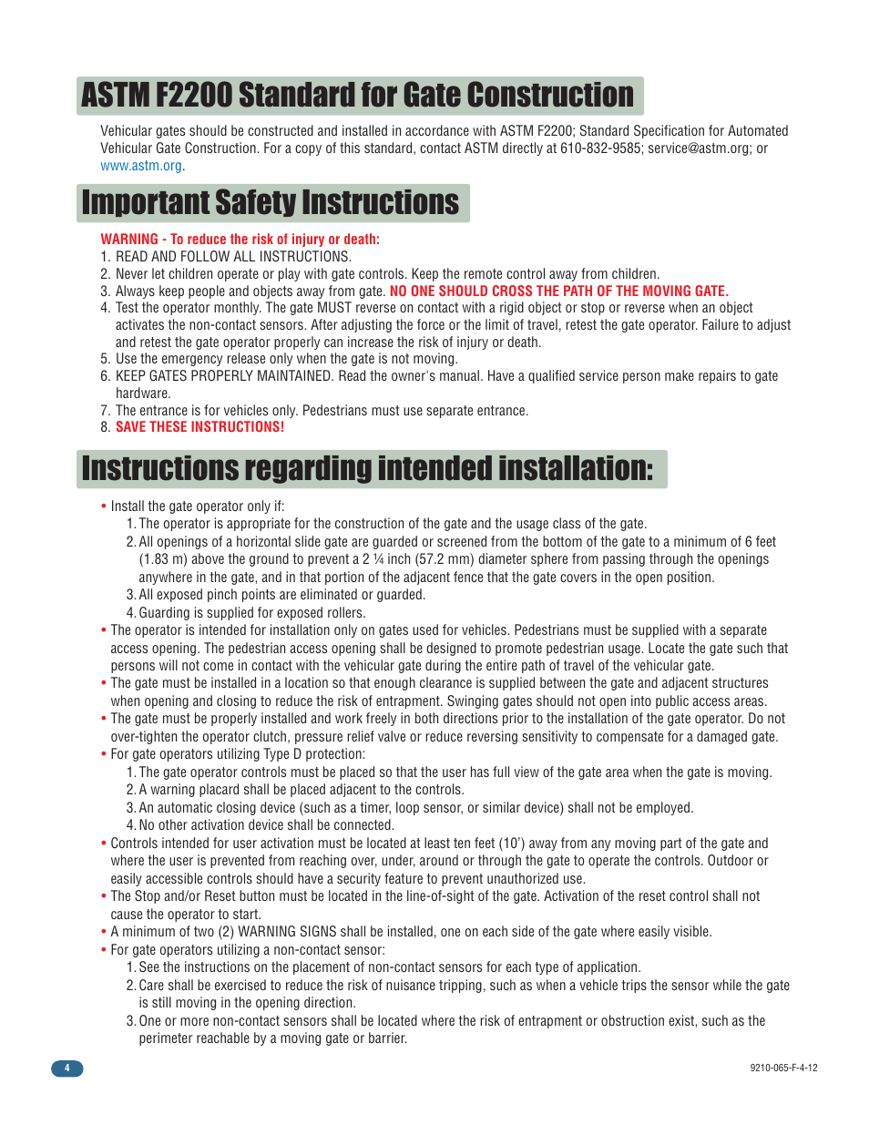 Important safety instructions | Controlled Products Systems Group 9210-081 User Manual | Page 6 / 42