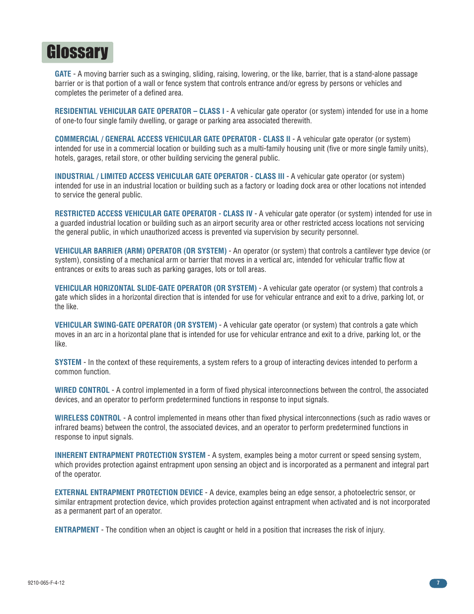 Glossary | Controlled Products Systems Group 9210-081 User Manual | Page 9 / 42