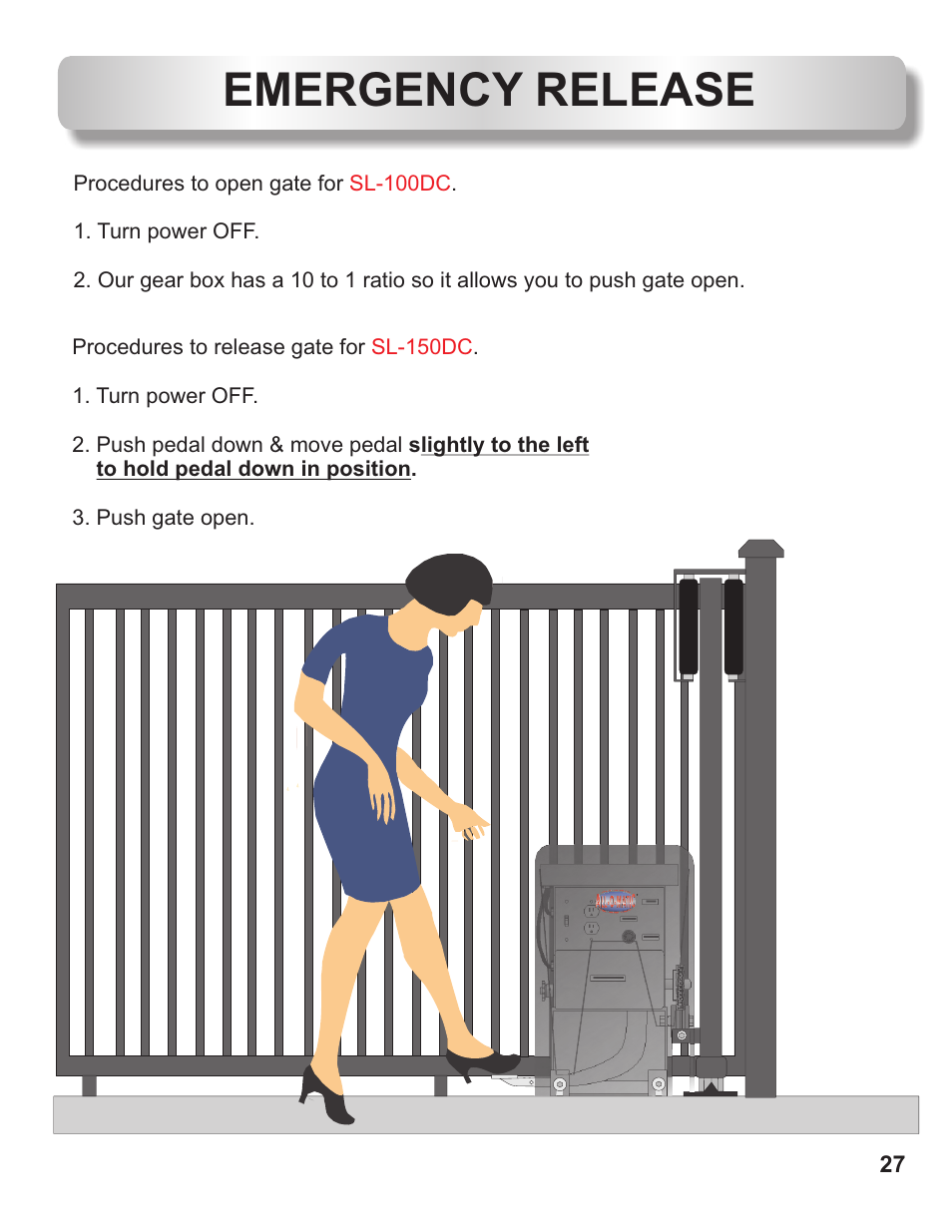 Emergency release | Controlled Products Systems Group AOMSL100DC User Manual | Page 28 / 28